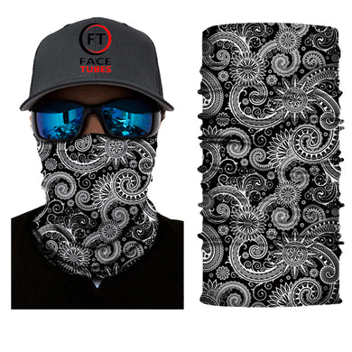 Black Paisley Face Tube